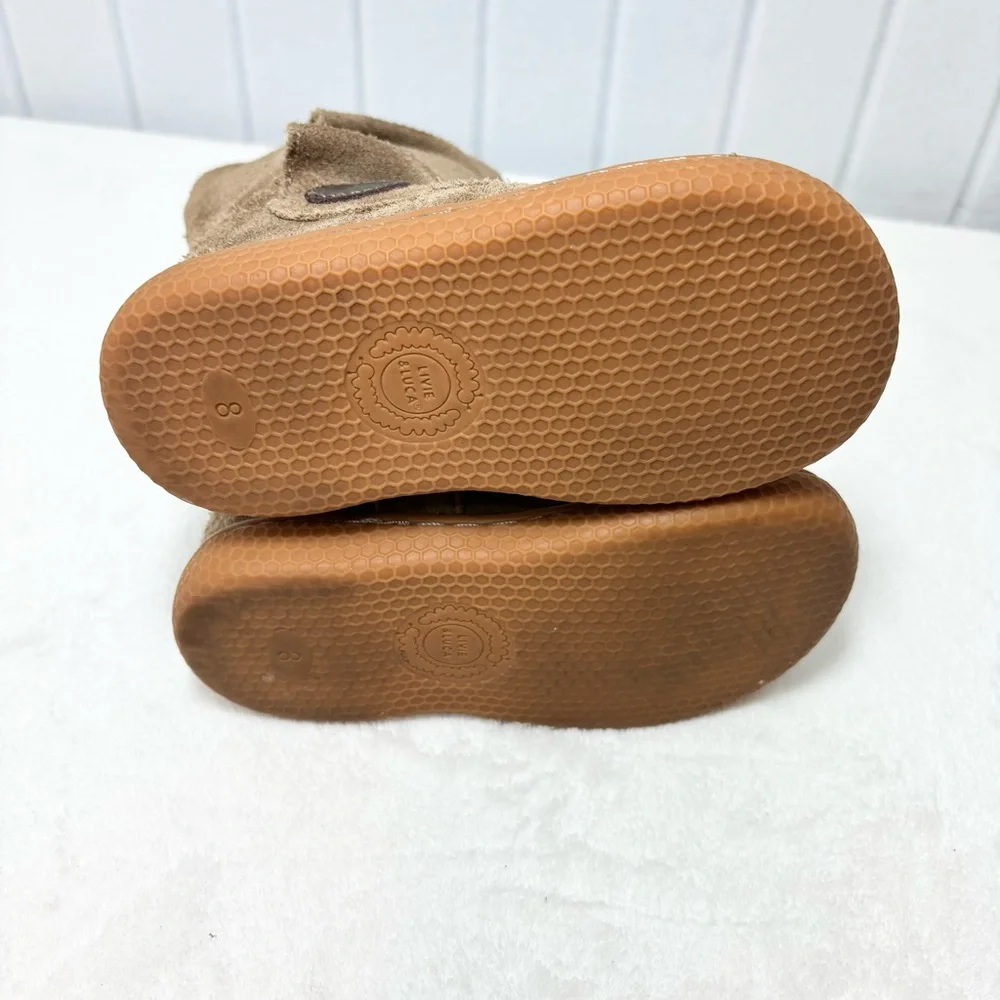 Livie & Lucia Brown Suede Upper Leather Boots with Button‎ Accents Size 8M